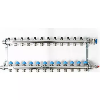 Коллекторная группа REHAU 1''х3/4'' 12 выходов HKV без расходомера с вентилями (218121)