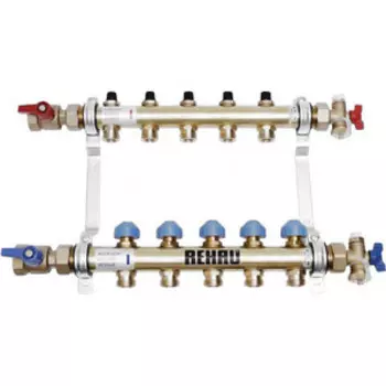 Коллекторная группа REHAU 1''х3/4'' 5 выходов HKV без расходомера с вентилями (218051)