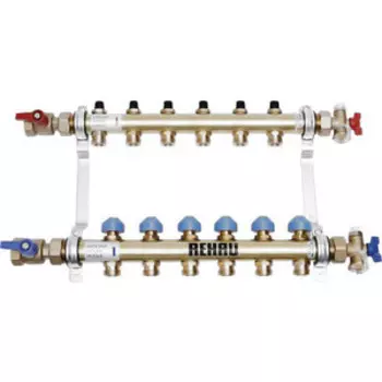 Коллекторная группа REHAU 1''х3/4'' 6 выходов HKV без расходомера с вентилями (218061)