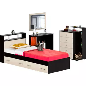 Комлект мебели СВК Камелия спальня № 14 венге/дуб лоредо 90х200