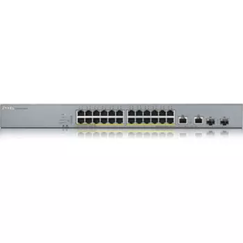 Коммутатор ZyXEL GS1350-26HP L2 PoE + switch for IP cameras, 24xGE PoE +, 2xCombo (SFP / RJ-45), PoE budget 375 W, power (GS1350-26HP-EU0101F)