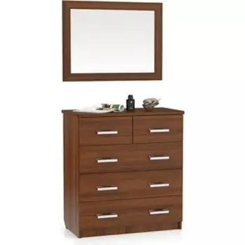 Комод Мебельный двор с зеркалом, орех (С-МД-К5 (Пять) + С-МД)