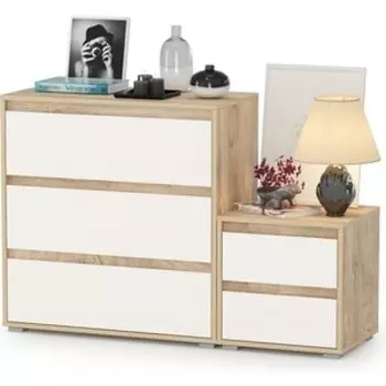 Комод Моби Лея 13.298 с тумбой 13.288 дуб эндгрейн элегантный/миндаль (1024529)