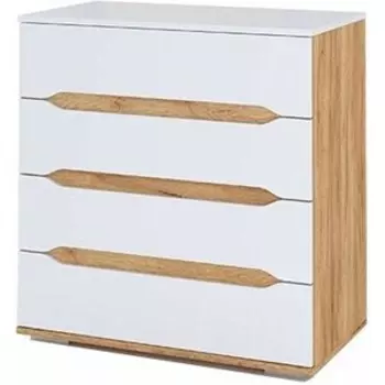 Комод Ника Валирия КМ 031 четыре ящика, белый глянец/дуб крафт золотой