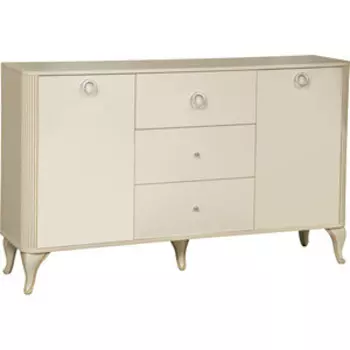 Комод ОЛМЕКО 43.10 Стефани бежевый/белый/профиль: Kroning слоновая кость патина