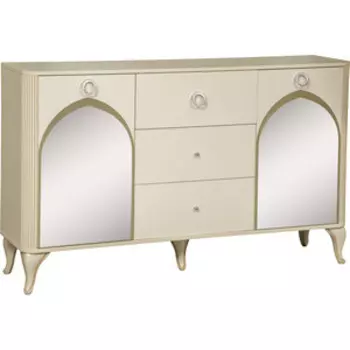 Комод ОЛМЕКО 43.10 Стефани бежевый/белый/профиль: Kroning слоновая кость патина с комплектом зеркал