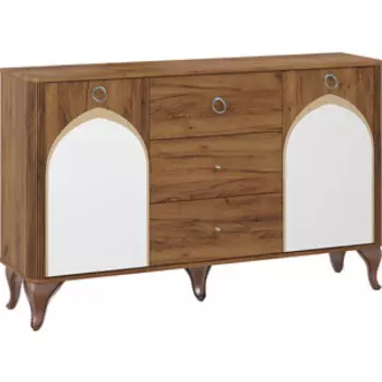 Комод ОЛМЕКО 43.10 Стефани таксония/белый/профиль: Kroning таксония патина с комплектом зеркал