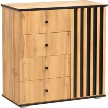 Комод ОЛМЕКО 51.05 Либерти (опора h-20 мм) Дуб вотан / Черный (OLMP002627)