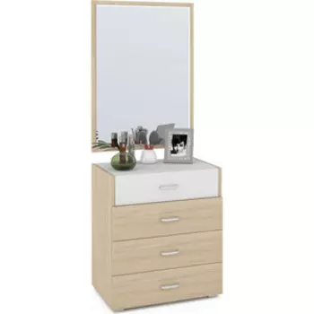 Комод с зеркалом Моби Линда 300+307-02 дуб сонома/белый
