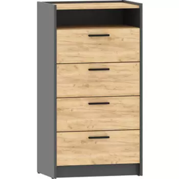 Комод Сильва НМ 011.03 ''Оттавия'', Антрацит/Дуб Крафт Золотой