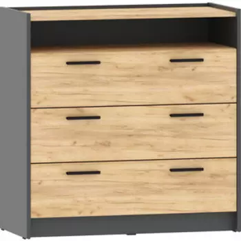 Комод Сильва НМ 011.04 ''Оттавия'', Антрацит/Дуб Крафт Золотой