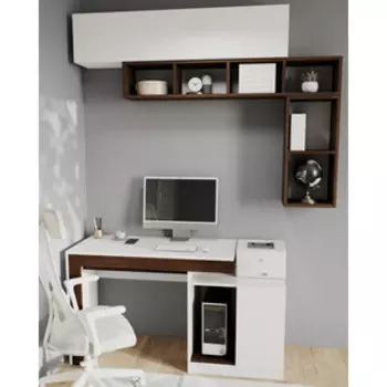 Комплект для кабинета Woodville Модена комплектация 1 белый / венге (563544)