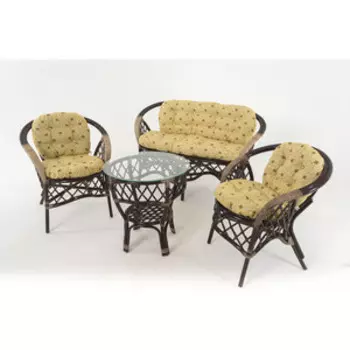 Комплект для отдыха Vinotti 01/92 темный коньяк желтые подушки