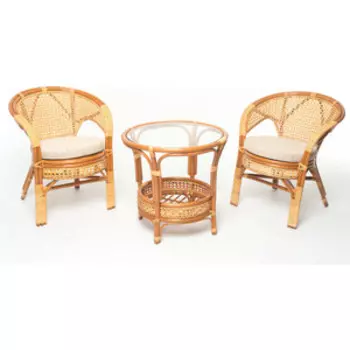 Комплект для отдыха Vinotti 02/15, 2 кресла+стол коньяк