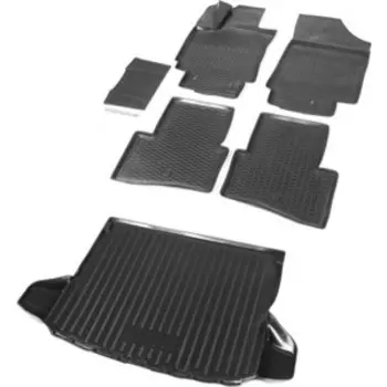 Комплект ковриков салона и багажника Rival для Hyundai Creta I (2016-2021), полиуретан, без крепежа, 6 шт., K12310001-2