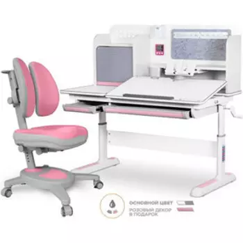 Комплект Mealux Winnipeg Multicolor PN (BD-630 WG + PN + кресло Y-115 DPG) (стол + кресло) столешница белая, накладки розовые и серые