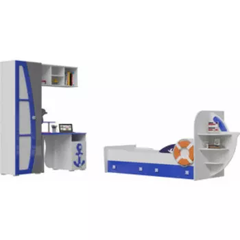 Комплект мебели Мэри Парус 03 цвет белый/синий, 800х1900