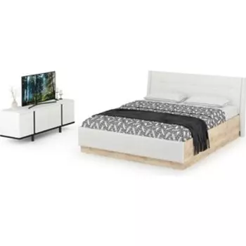 Комплект мебели Моби Муссон цвет белый/чёрный/дуб эндгрейн элегантный/кожзам белый (11.28+13.276)