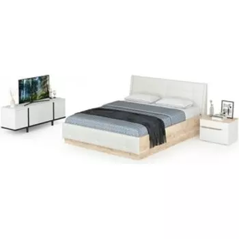 Комплект мебели Моби Муссон цвет белый/чёрный/дуб эндгрейн элегантный/кожзам белый (11.28+16.03+13.276)