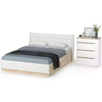 Комплект мебели Моби Муссон цвет белый/дуб эндгрейн элегантный/кожзам белый (11.28+13.97)