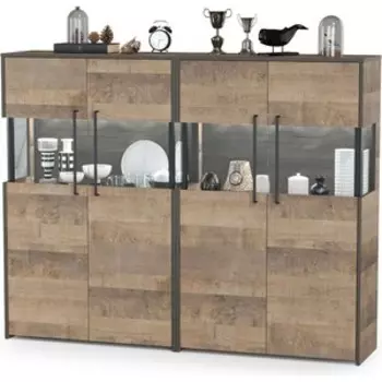 Комплект мебели Моби Трувор 13.306 комод с витриной + 13.306 комод с витриной дуб гранж песочный/интра