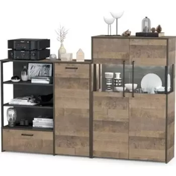 Комплект мебели Моби Трувор 13.307.01 комод + 13.306 комод с витриной дуб гранж песочный/интра