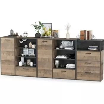 Комплект мебели Моби Трувор 13.307.01 комод + 13.307.02 комод с ящиками + 13.307.01 комод дуб гранж песочный/интра