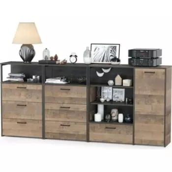 Комплект мебели Моби Трувор 13.307.01 комод + 13.307.02 комод с ящиками + 13.307.02 комод с ящиками дуб гранж песочный/интра