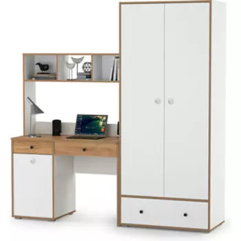 Комплект мебели Моби Вуди №20 белый премиум/дуб крафт золотой