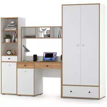 Комплект мебели Моби Вуди №24 белый премиум/дуб крафт золотой