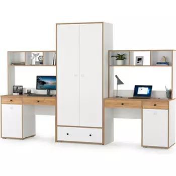 Комплект мебели Моби Вуди №28 белый премиум/дуб крафт золотой