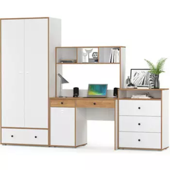 Комплект мебели Моби Вуди №51 белый премиум/дуб крафт золотой