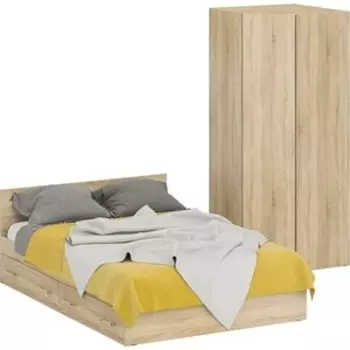 Комплект мебели СВК Стандарт кровать 140х200 с ящиками, шкаф угловой 81,2х81,2х200, дуб сонома (1024355)