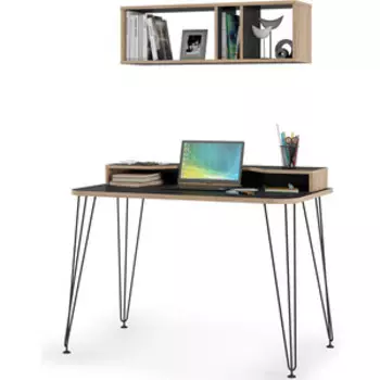 Комплект Моби Базис 3 стол компьютерный 12.66 + полка 09.127 цвет черный/дуб сонома