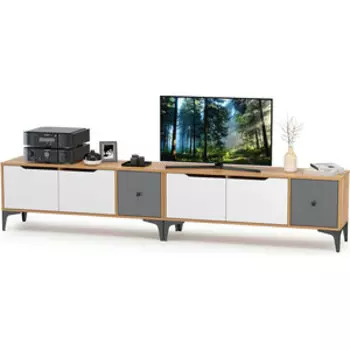 Комплект Моби Тумба под ТВ Вайс 13.270.01 + 13.270.01 цвет корпус: дуб золотой/фасады: тёмно-серый/МДФ милк софт