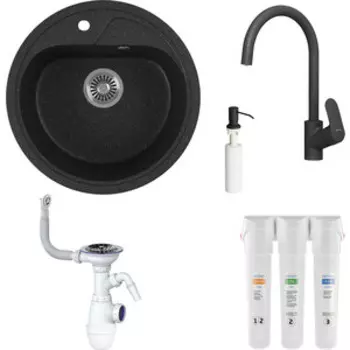 Комплект мойки GreenStone GRS-04-308 Am.Pm Like с фильтром Гейзер Смарт и дозатором, черная