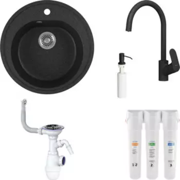 Комплект мойки GreenStone GRS-08-308 Am.Pm Like с фильтром Гейзер Смарт и дозатором, черная