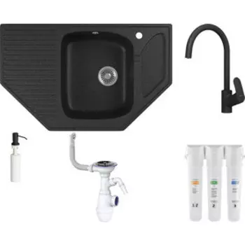 Комплект мойки GreenStone GRS-10-308 Am.Pm Like с фильтром Гейзер Смарт и дозатором, черная