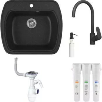 Комплект мойки GreenStone GRS-11-308 Am.Pm Like с фильтром Гейзер Смарт и дозатором, черная
