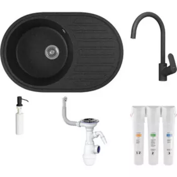 Комплект мойки GreenStone GRS-18L-308 Am.Pm Like с фильтром Гейзер Смарт и дозатором, черная