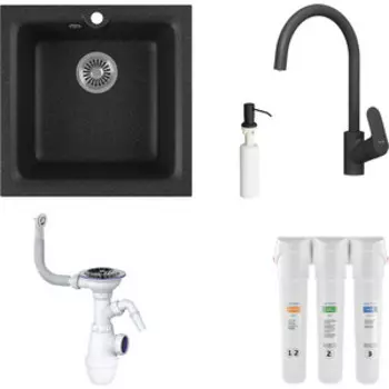 Комплект мойки GreenStone GRS-42-308 Am.Pm Like с фильтром Гейзер Смарт и дозатором, черная