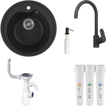 Комплект мойки GreenStone GRS-45-308 Am.Pm Like с фильтром Гейзер Смарт и дозатором, черная