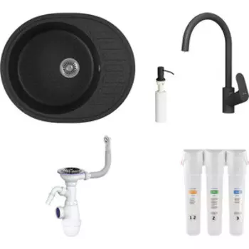 Комплект мойки GreenStone GRS-62-308 Am.Pm Like с фильтром Гейзер Смарт и дозатором, черная