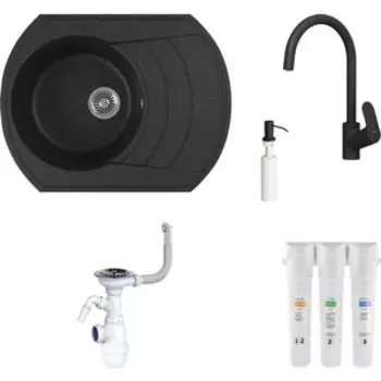 Комплект мойки GreenStone GRS-65-308 Am.Pm Like с фильтром Гейзер Смарт и дозатором, черная