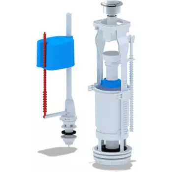 Комплект сливной для бачка унитаза АНИ пласт 1/2 нижний, штуцер пластиковый, кнопка хром (WC6550M)