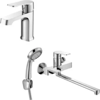 Комплект смесителей Decoroom для раковины и ванны, с душем, хром (DR23011, DR23043)