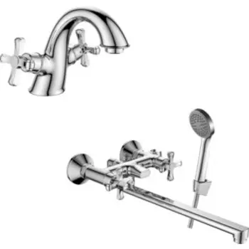 Комплект смесителей Decoroom для раковины и ванны, с душем, хром (DR52011, DR52043)