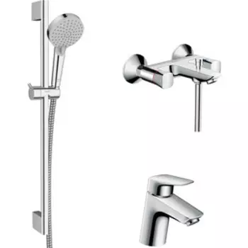 Комплект смесителей Hansgrohe Logis с душевым гарнитуром (71243000, 71077000, 26275000)