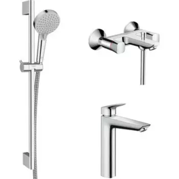 Комплект смесителей Hansgrohe Logis с душевым гарнитуром (71243000, 71090000, 26275000)