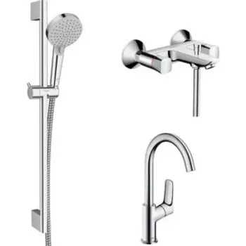Комплект смесителей Hansgrohe Logis с душевым гарнитуром (71243000, 71131000, 26275000)